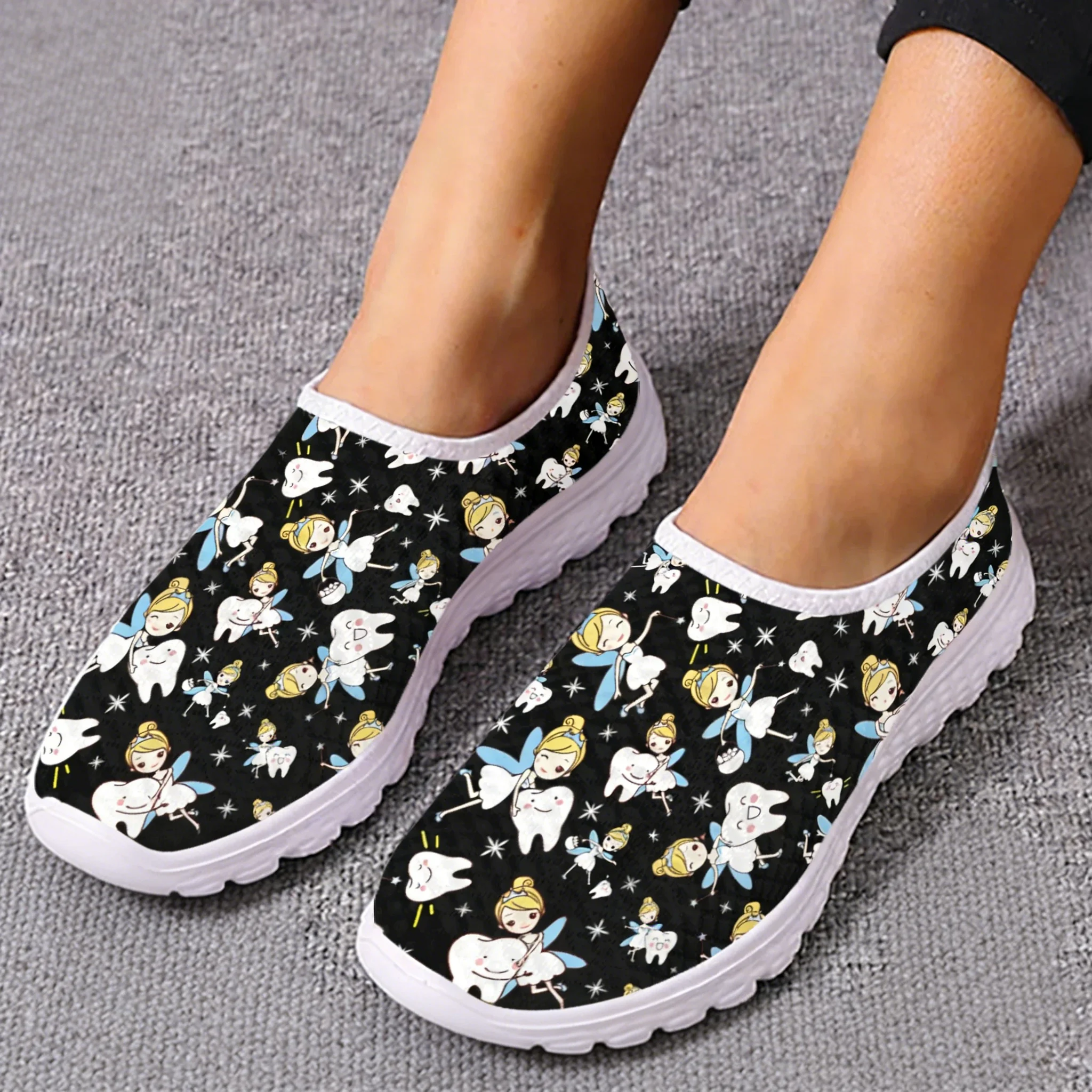 Women'S Shoes Nursing - Cute Cartoon Nurse Elf/Teeth Mesh High