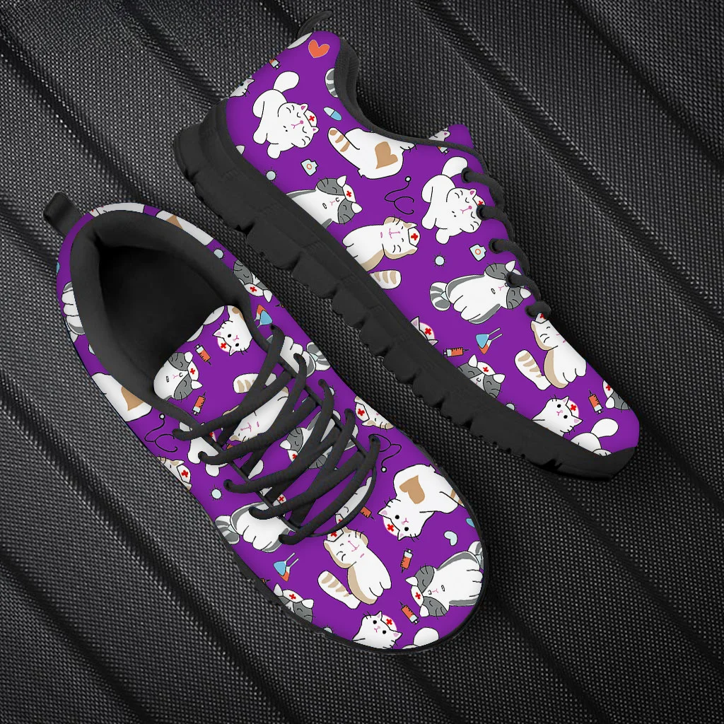 Women'S Shoes Nursing - Women Nurse Sneakers Cartoon Cat Veterinary