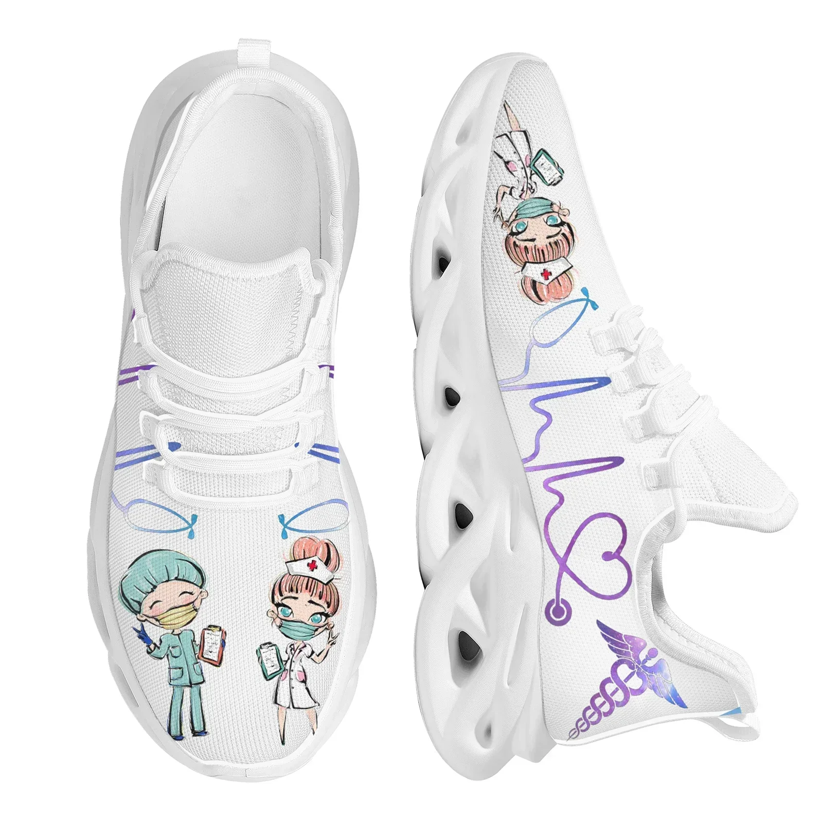Women'S Shoes Nursing - Women White Nursing Shoes Cute Cartoon