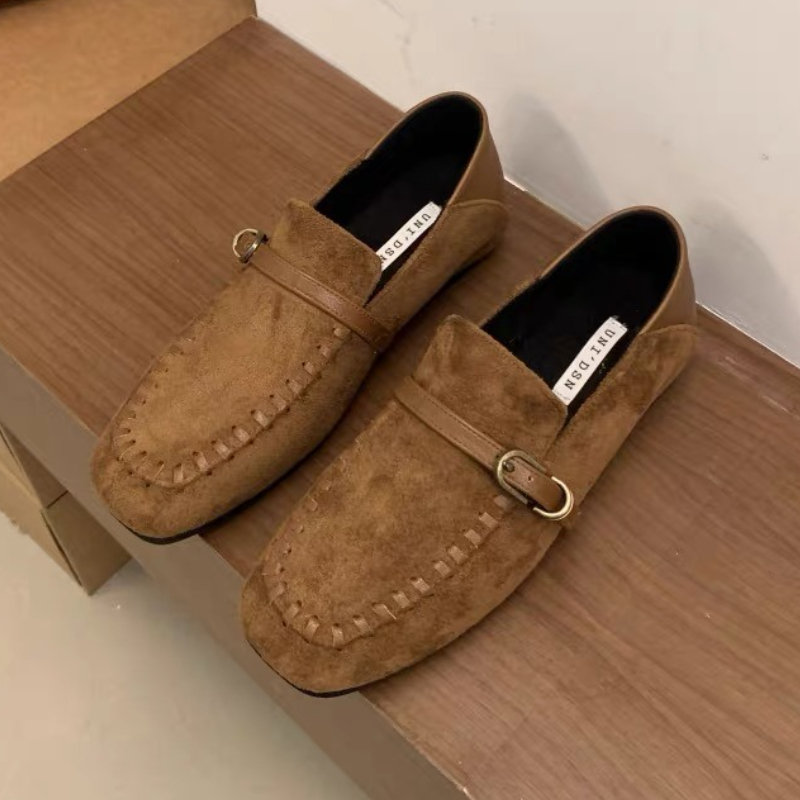 Loafer Flat Women - Elegant Suede Square Toe Flat Shoes