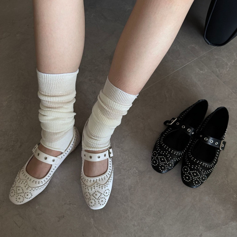 Retro Rivet Buckle Design Flat - Women Shoes Brands 评论和价格