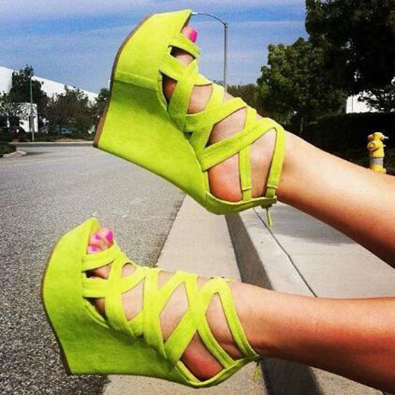 Bright Yellow Suede Cuts Out H - Women'S Shoes Yellow 评论和价格