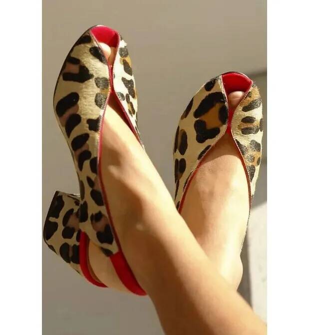 Leopard Print Peep Toe Slingba - Leopard Print Heels 评论和价格