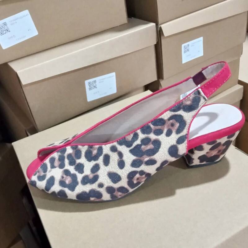 Leopard Print Peep Toe Slingba - Leopard Print Heels 评论和价格