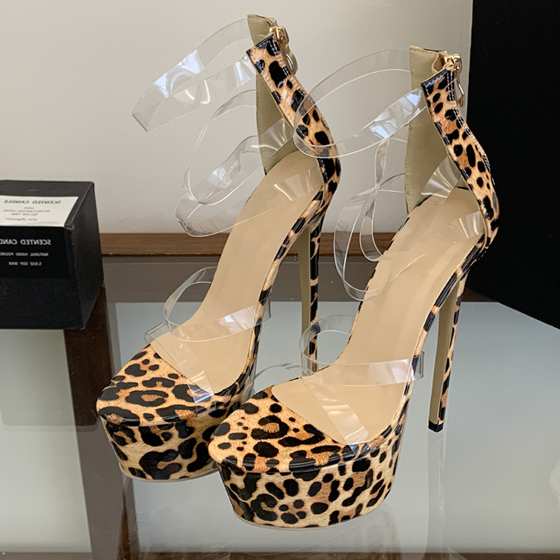 Eilyken PVC Transparent Thin H - Leopard Print Heels 评论和价格