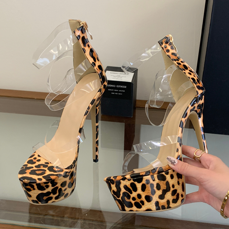 Eilyken PVC Transparent Thin H - Leopard Print Heels 评论和价格
