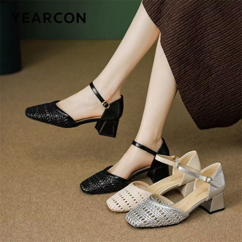 Fashion Woven Hollow Chunky Ro - Women Shoes Brands 评论和价格
