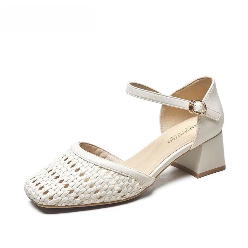 Fashion Woven Hollow Chunky Ro - Women Shoes Brands 评论和价格