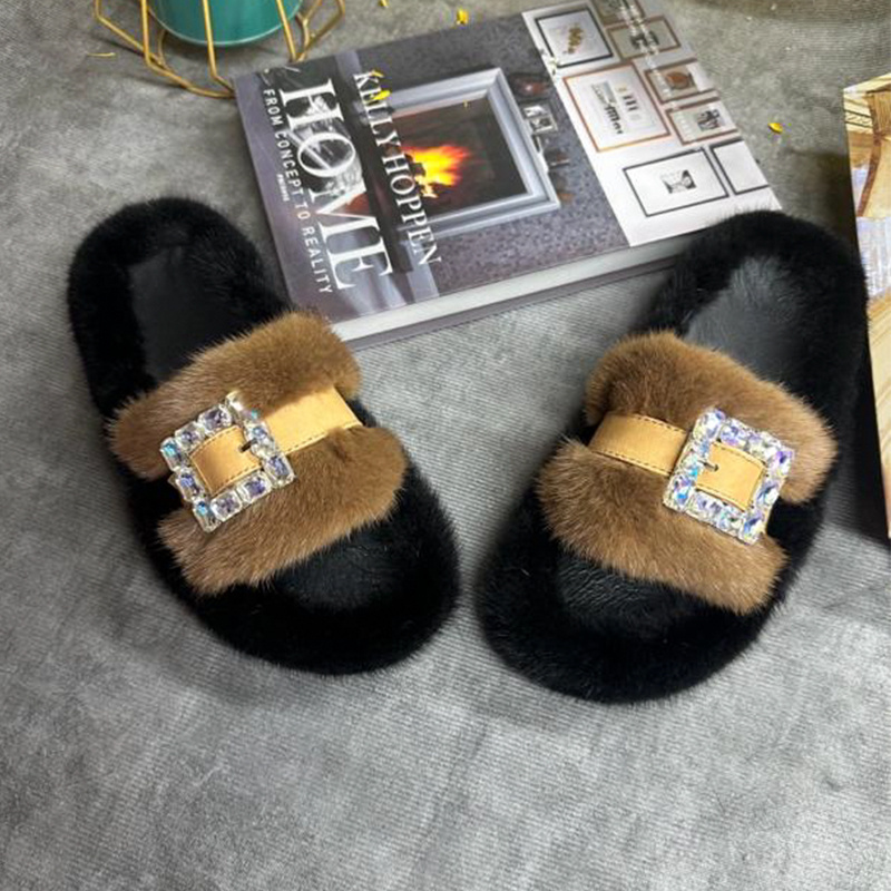 Mink Fur Slippers Women's Real - Women Shoes Mules 评论和价格