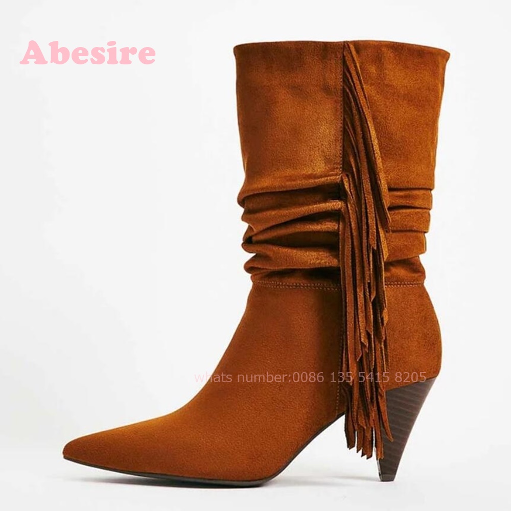 White Cone Heel Fringe Shoes V - Women'S Shoes Vegan 评论和价格