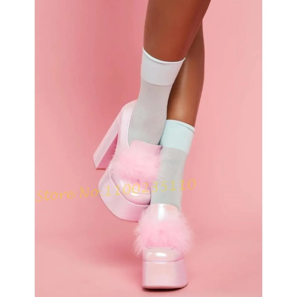 Pink Pom Platform Loafers Shoe - Women'S Shoes Vegan 评论和价格