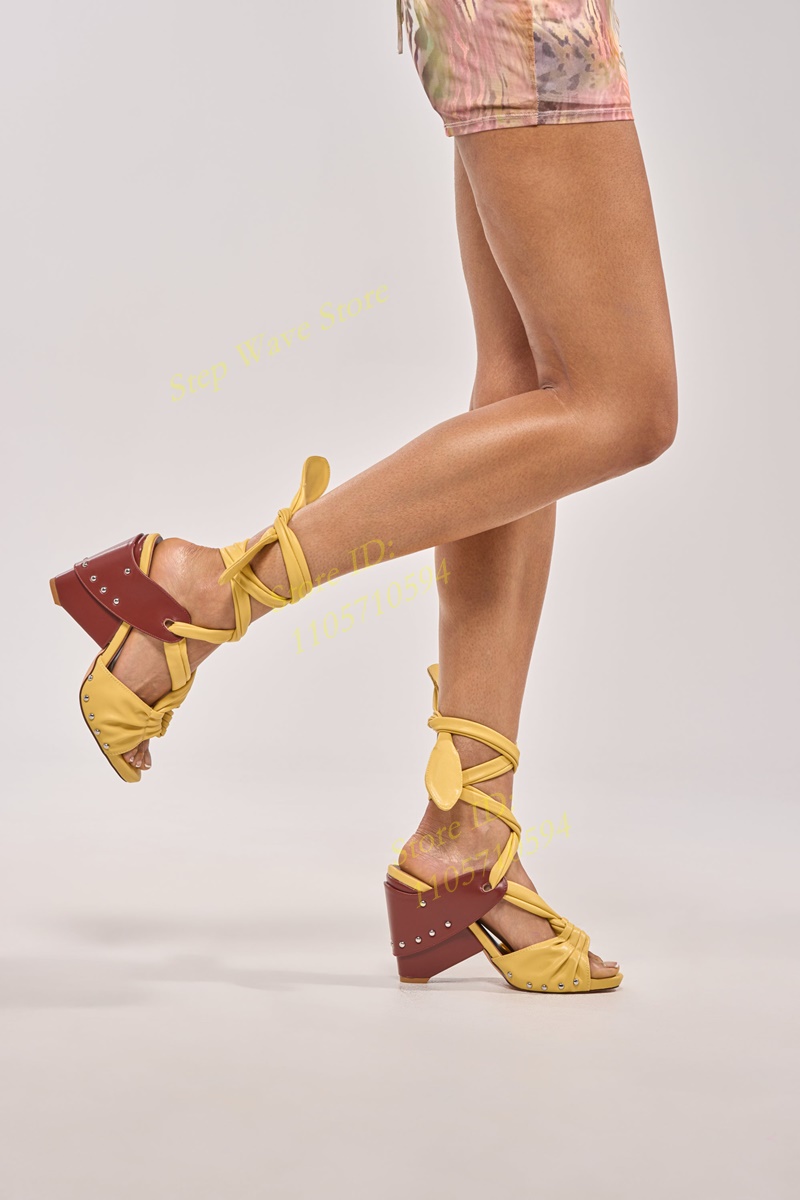 Yellow Faux Leather Lace-up St - Women'S Shoes Yellow 评论和价格