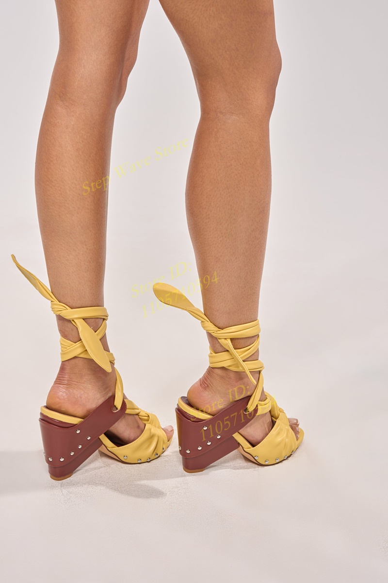 Yellow Faux Leather Lace-up St - Women'S Shoes Yellow 评论和价格