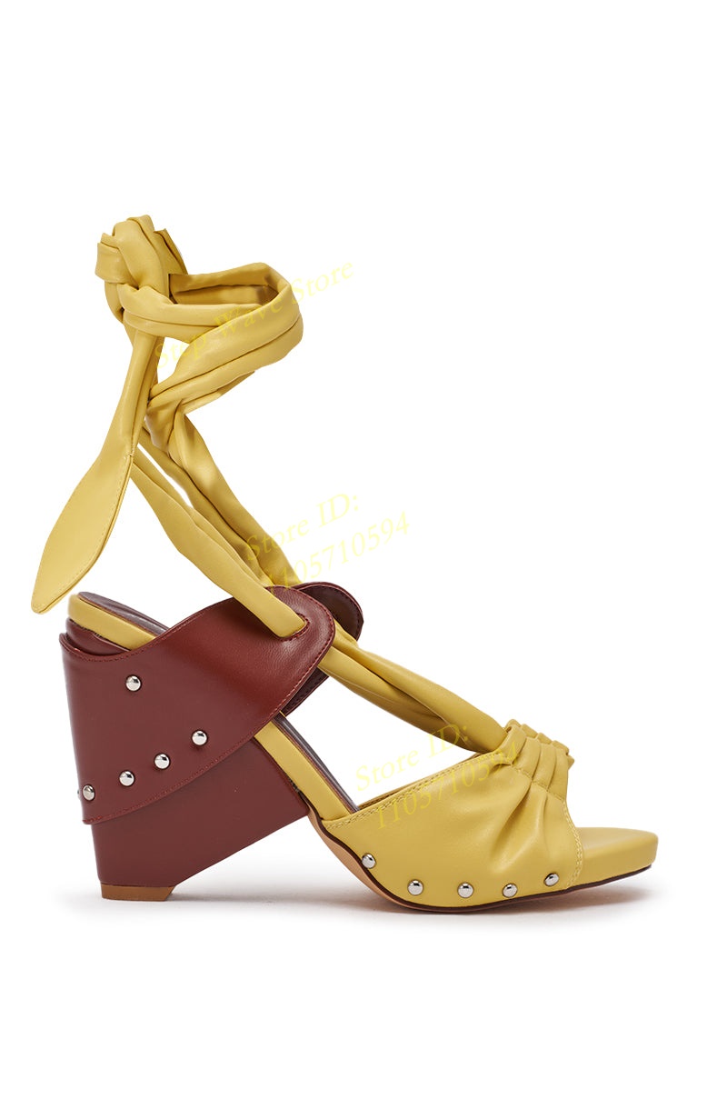 Yellow Faux Leather Lace-up St - Women'S Shoes Yellow 评论和价格