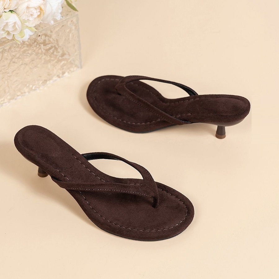 New Faux Suede Heeled Thong Sa - Women Shoes Mules 评论和价格