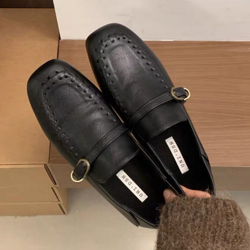 Elegant Suede Square Toe Flat  - Loafer Flat Women 评论和价格